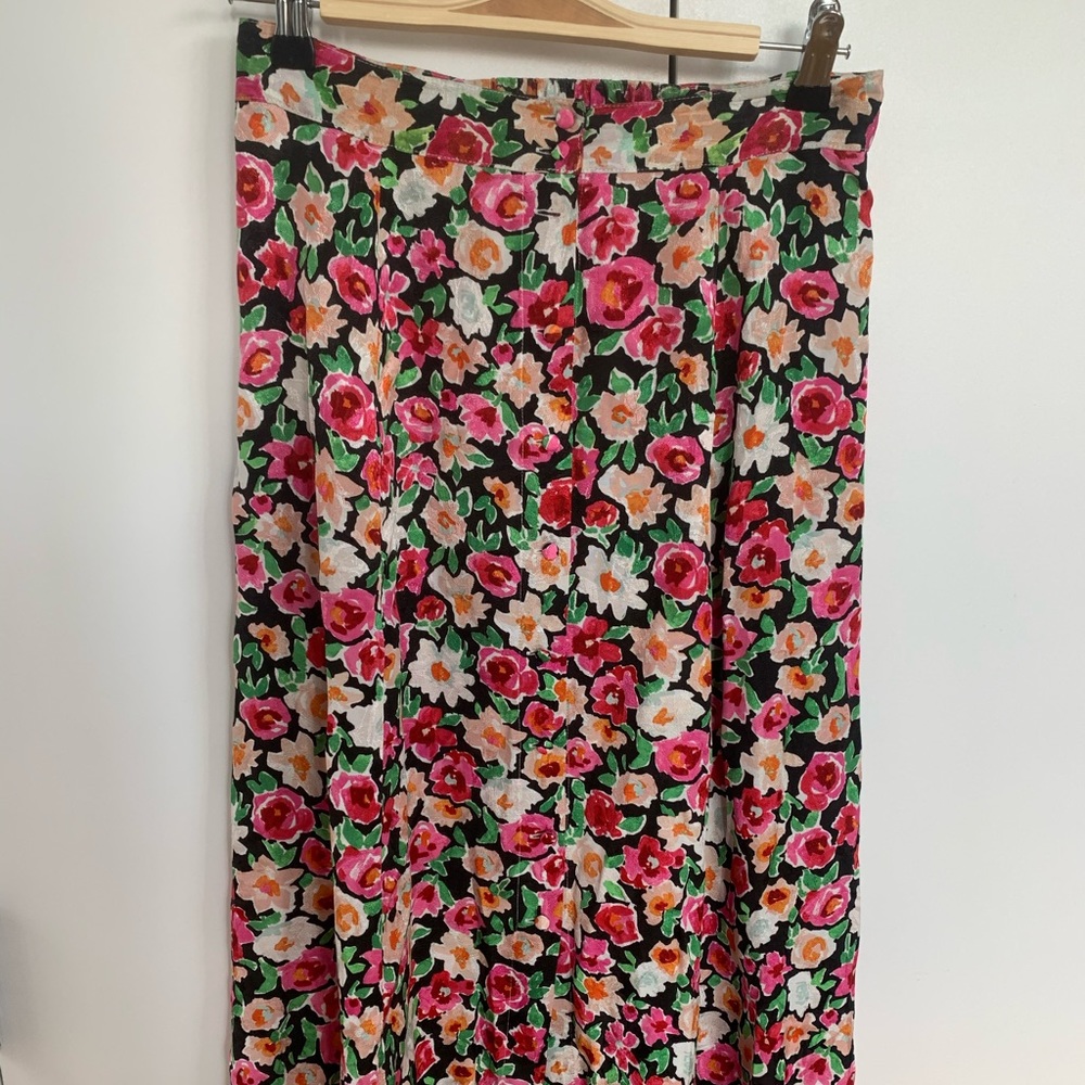 Sezane Pink Floral Midi Length Skirt
